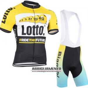 Abbigliamento Lotto Soudal 2015 Manica Corta E Pantaloncino Con Bretelle Nero E Giallo