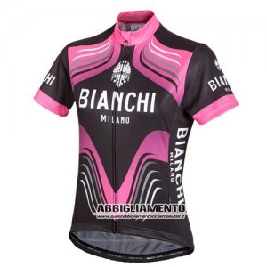 Abbigliamento Bianchi 2016 Manica Corta E Pantaloncino Con Bretelle Nero E Fuxia