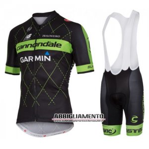 Abbigliamento Cannondale Garmin 2016 Manica Corta E Pantaloncino Con Bretelle Nero E Verde