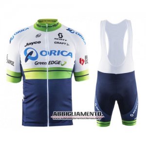 Abbigliamento Orica GreenEDGE 2016 Manica Corta E Pantaloncino Con Bretelle edge Bianco E Blu