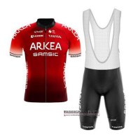 Abbigliamento Arkea Samsic 2020 Manica Corta e Pantaloncino Con Bretelle Rosso Nero