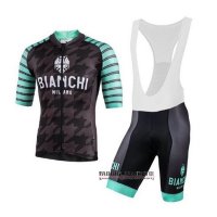 Abbigliamento Bianchi 2020 Manica Corta e Pantaloncino Con Bretelle Nero Verde Bianco