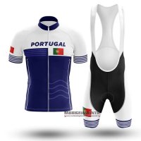 Abbigliamento Campione Portugal 2020 Manica Corta e Pantaloncino Con Bretelle Bianco Blu