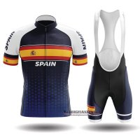 Abbigliamento Campione Spagna 2020 Manica Corta e Pantaloncino Con Bretelle Blu Giallo