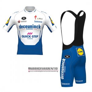 Abbigliamento Deceuninck Quick Step 2020 Manica Corta e Pantaloncino Con Bretelle Bianco Azul