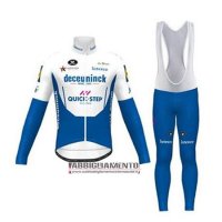 Abbigliamento Deceuninck Quick Step 2020 Manica Lunga e Calzamaglia Con Bretelle Bianco Azul
