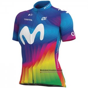 Abbigliamento Donne Movistar 2020 Manica Corta e Pantaloncino Con Bretelle Multicolore