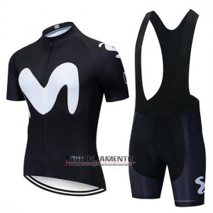 Abbigliamento Movistar 2019 Manica Corta e Pantaloncino Con Bretelle Nero