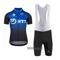 Abbigliamento NTT Pro Cycling 2020 Manica Corta e Pantaloncino Con Bretelle Blu Nero