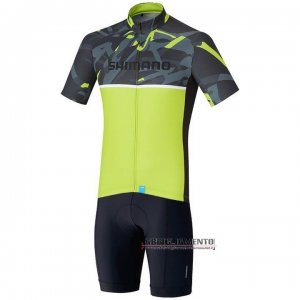 Abbigliamento Shimano 2020 Manica Corta e Pantaloncino Con Bretelle Giallo