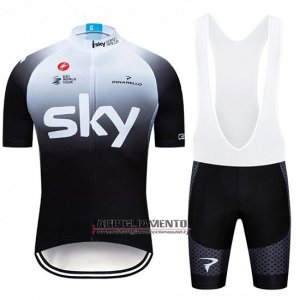 Abbigliamento Sky 2019 Manica Corta e Pantaloncino Con Bretelle Bianco Nero