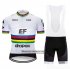 Abbigliamento UCI Mondo Campione EF Education First 2019 Manica Corta e Pantaloncino Con Bretelle Bianco