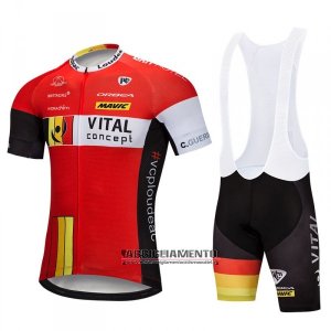 Abbigliamento Vital Concept 2018 Manica Corta e Pantaloncino Con Bretelle Rosso Bianco