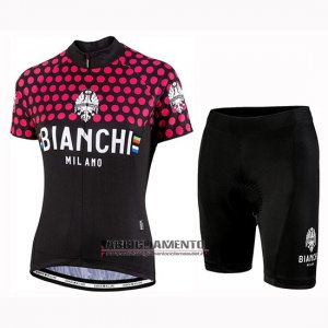 Donne Abbigliamento Bianchi Dot 2019 Manica Corta e Pantaloncino Con Bretelle Nero Rosso