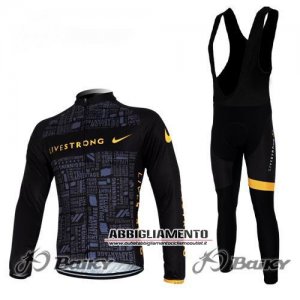 Abbigliamento LiveStrong 2012 Manica Lunga E Calza Abbigliamento Con Bretelle Nero E Giallo