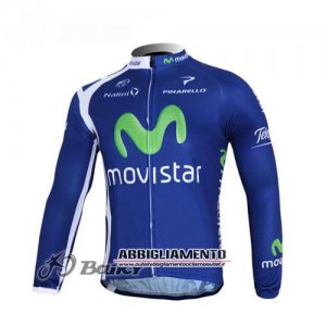 Abbigliamento Movistar 2012 Manica Lunga E Calza Abbigliamento Con Bretelle Blu