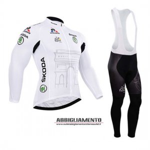 Abbigliamento Tour De France 2015 Manica Lunga E Calza Abbigliamento Con Bretelle Bianco