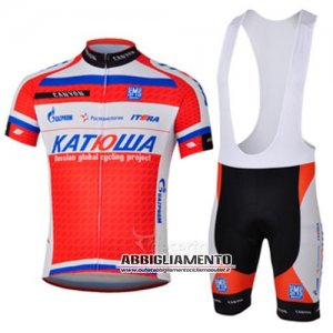 Abbigliamento Katusha 2013 Manica Corta E Pantaloncino Con Bretelle Bianco E Rosso