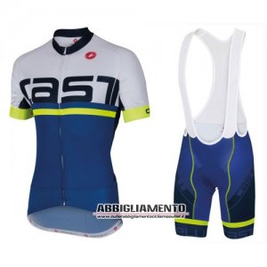 Abbigliamento Castelli 2016 Manica Corta E Pantaloncino Con Bretelle Bianco E Blu