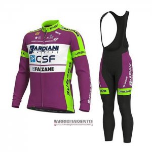 Abbigliamento Bardiani Csf 2020 Manica Lunga e Calzamaglia Con Bretelle Viola Bianco