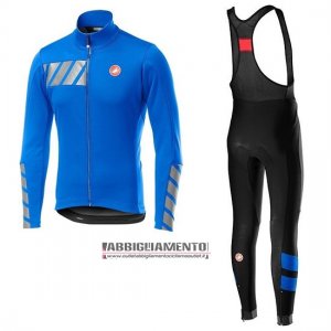 Abbigliamento Castelli Raddoppia 2 2019 Manica Lunga e Calzamaglia Con Bretelle Blu Argentato