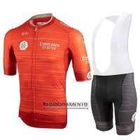 Abbigliamento Castelli Uae Tour 2019 Manica Corta e Pantaloncino Con Bretelle Arancione