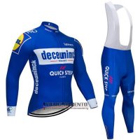 Abbigliamento Deceuninck Quick Step 2019 Manica Lunga e Calzamaglia Con Bretelle Blu Bianco