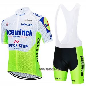 Abbigliamento Deceuninck Quick Step 2020 Manica Corta e Pantaloncino Con Bretelle Bianco Verde