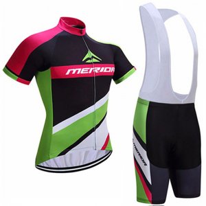 Abbigliamento Merida 2017 Manica Corta e Pantaloncino Con Bretelle rosso e verde