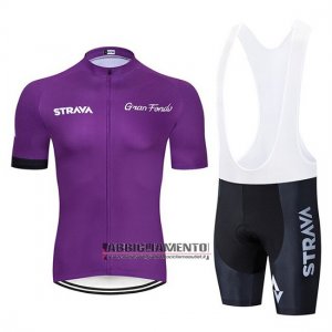 Abbigliamento STRAVA 2019 Manica Corta e Pantaloncino Con Bretelle Spento Viola