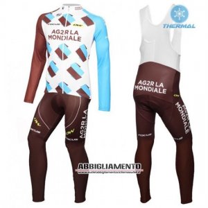 Abbigliamento Ag2rla 2016 Manica Lunga E Calza Abbigliamento Con Bretelle Bianco E Marrone