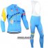 Abbigliamento Astana 2014 Manica Lunga E Calza Abbigliamento Con Bretelle Blu E Giallo