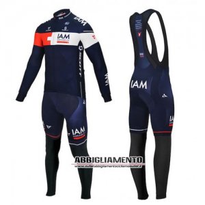 Abbigliamento IAM 2016 Manica Lunga E Calza Abbigliamento Con Bretelle Bianco E Blu