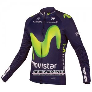 Abbigliamento Movistar 2016 Manica Lunga E Calza Abbigliamento Con Bretelle Blu E Verde