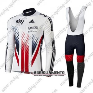 Abbigliamento Sky 2016 Manica Lunga E Calza Abbigliamento Con Bretelle Bianco E Rosso