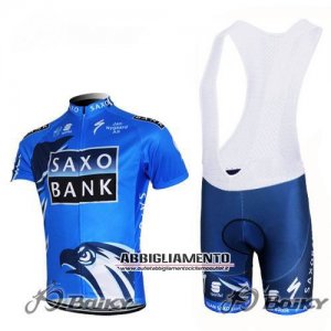 Abbigliamento SaxoBank 2012 Manica Corta E Pantaloncino Con Bretelle Celeste