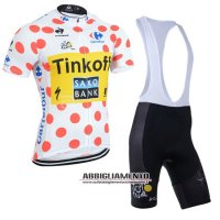 Abbigliamento Tour De France 2014 Manica Corta E Pantaloncino Con Bretelle lider saxobank Bianco E Rosso