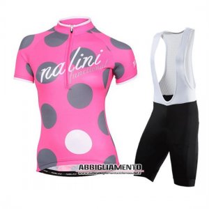 Donne Abbigliamento Nalini 2015 Manica Corta E Pantaloncino Con Bretelle Fuxia E Grigio