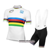 Abbigliamento UCI World Champion Leader 2016 Manica Corta E Pantaloncino Con Bretelle Bianco E Giallo