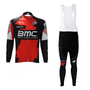 Abbigliamento BMC 2017 Manica Lunga e Pantaloncino Con Bretelle rosso e bianco