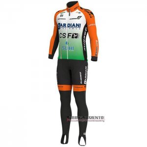 Abbigliamento Bardiani Csf 2019 Manica Lunga e Calzamaglia Con Bretelle Verde Arancione