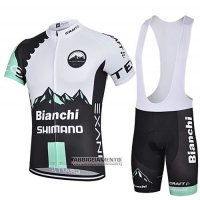 Abbigliamento Bianchi Shimano 2020 Manica Corta e Pantaloncino Con Bretelle Negro Bianco
