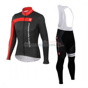 Abbigliamento Castelli 3T 2015 Manica Lunga E Calza Abbigliamento Con Bretelle nero e rosso