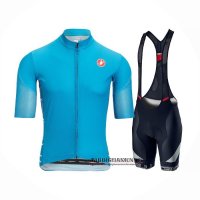 Abbigliamento Castelli 2021 Manica Corta e Pantaloncino Con Bretelle Chiaro Blu