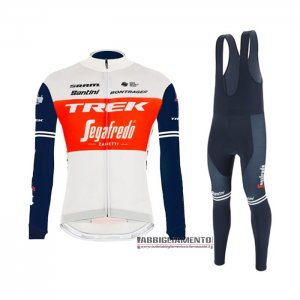 Abbigliamento Trek Segafredo Manica Lunga e Calzamaglia Con Bretelle 2021 Bianco Scuro