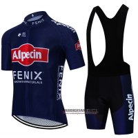 Abbigliamento Alpecin Fenix 2021 Manica Corta e Pantaloncino Con Bretelle Scuro Blu
