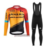 Abbigliamento Bahrain Mclaren 2020 Manica Lunga e Calzamaglia Con Bretelle Arancione Nero