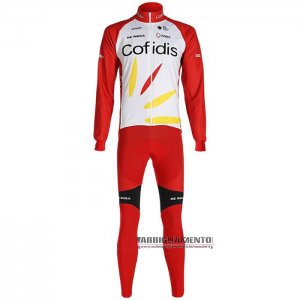 Abbigliamento Cofidis 2020 Manica Lunga e Calzamaglia Con Bretelle Rosso