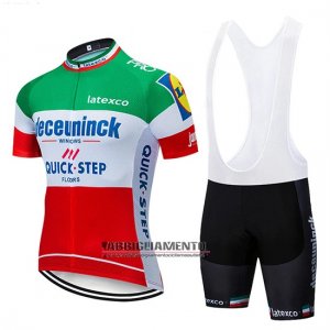 Abbigliamento Deceuninck Quick Step 2019 Manica Corta e Pantaloncino Con Bretelle Verde Bianco Rosso