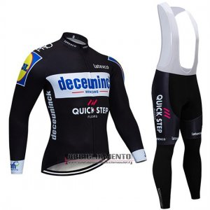 Abbigliamento Deceuninck Quick Step 2019 Manica Lunga e Calzamaglia Con Bretelle Nero Bianco